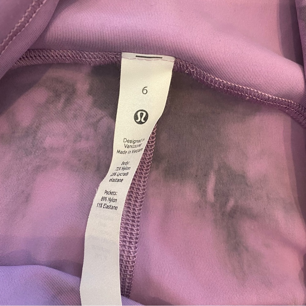 Lululemon Power Thru High-Rise Legging Tie Dye Purple Graphite Grey NWOT size 6 - Picture 3 of 7